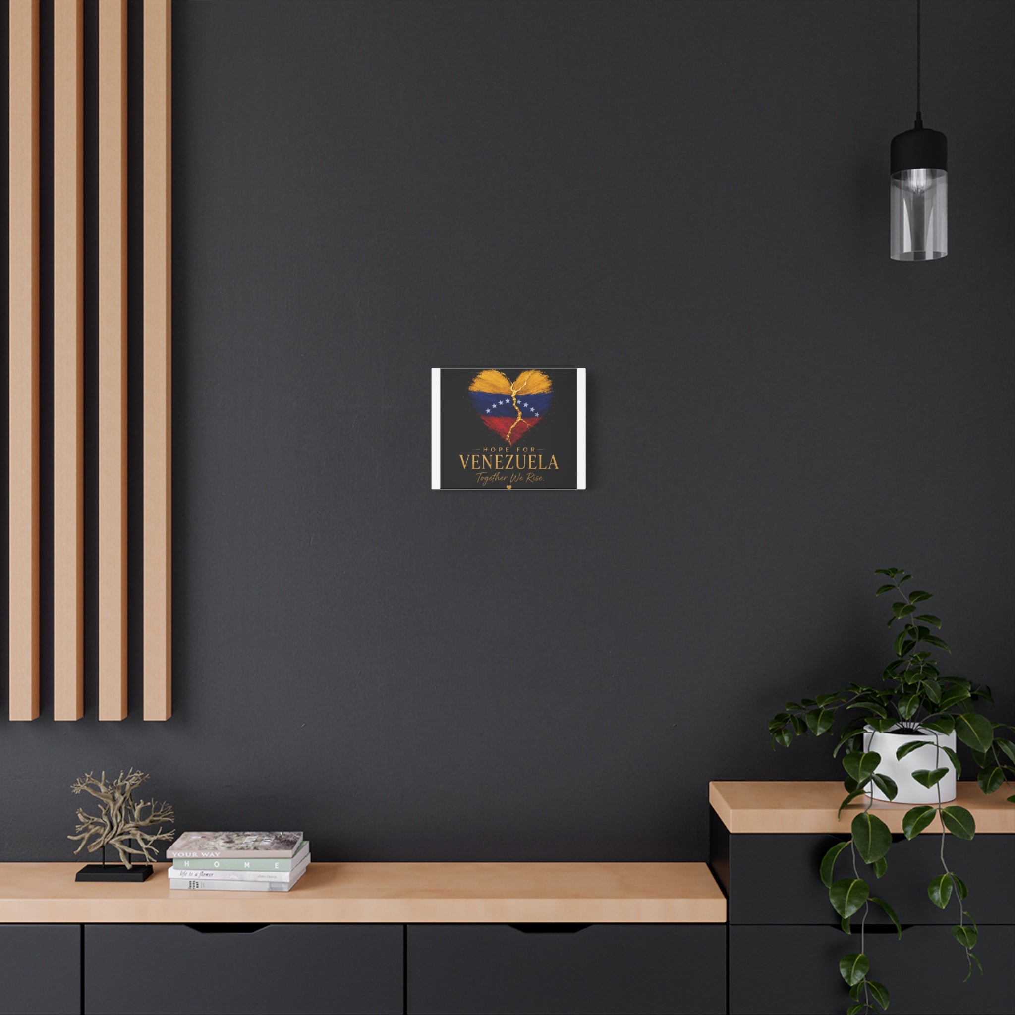 Hope for Venezuela Matte Canvas Wall Art — "Together We Rise" Stretched Flag Heart