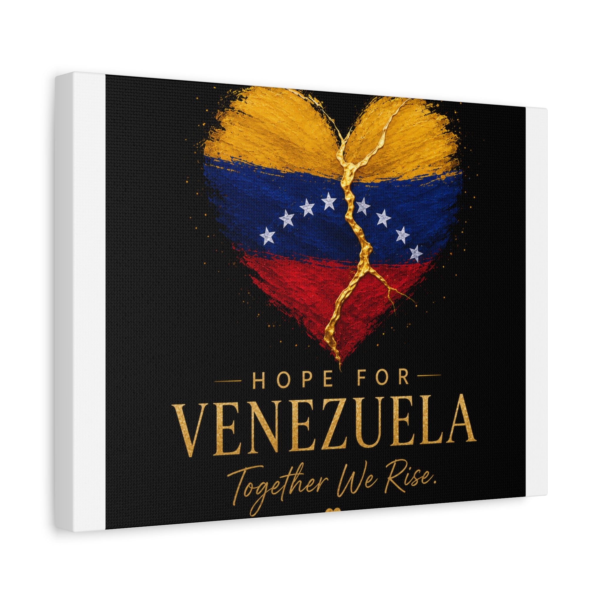 Hope for Venezuela Matte Canvas Wall Art — "Together We Rise" Stretched Flag Heart