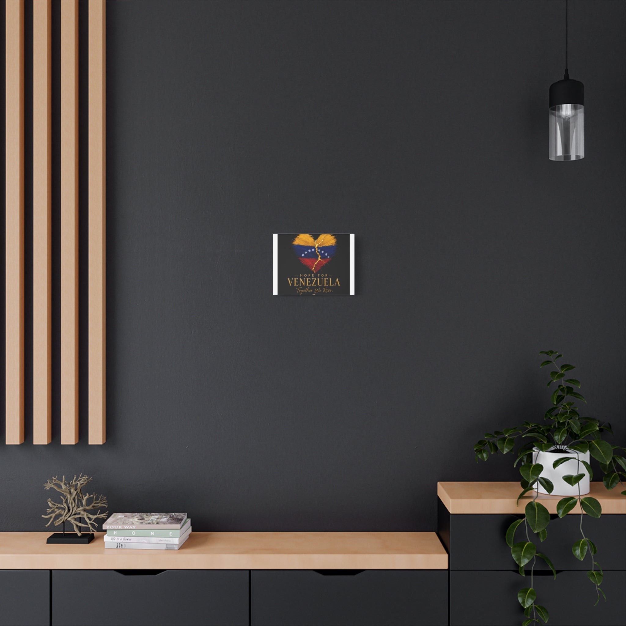 Hope for Venezuela Matte Canvas Wall Art — "Together We Rise" Stretched Flag Heart