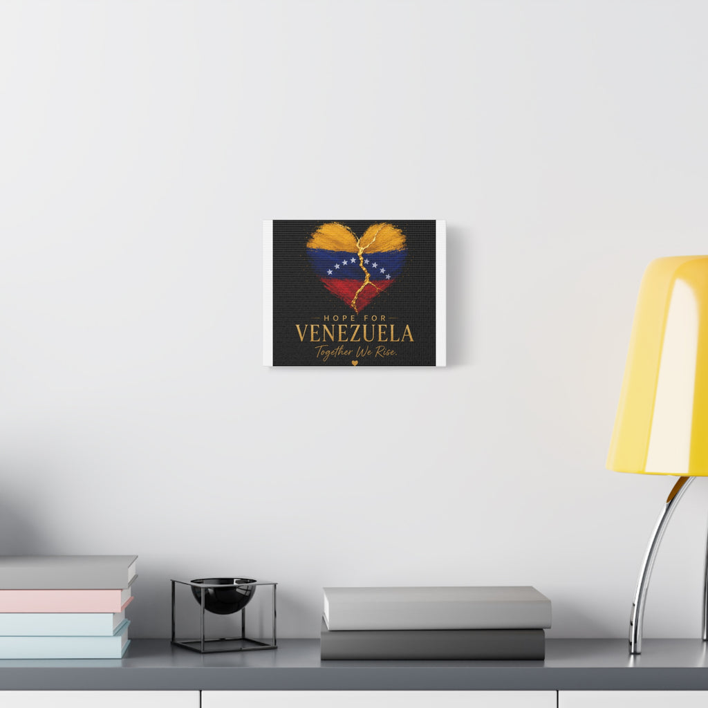 Hope for Venezuela Matte Canvas Wall Art — "Together We Rise" Stretched Flag Heart