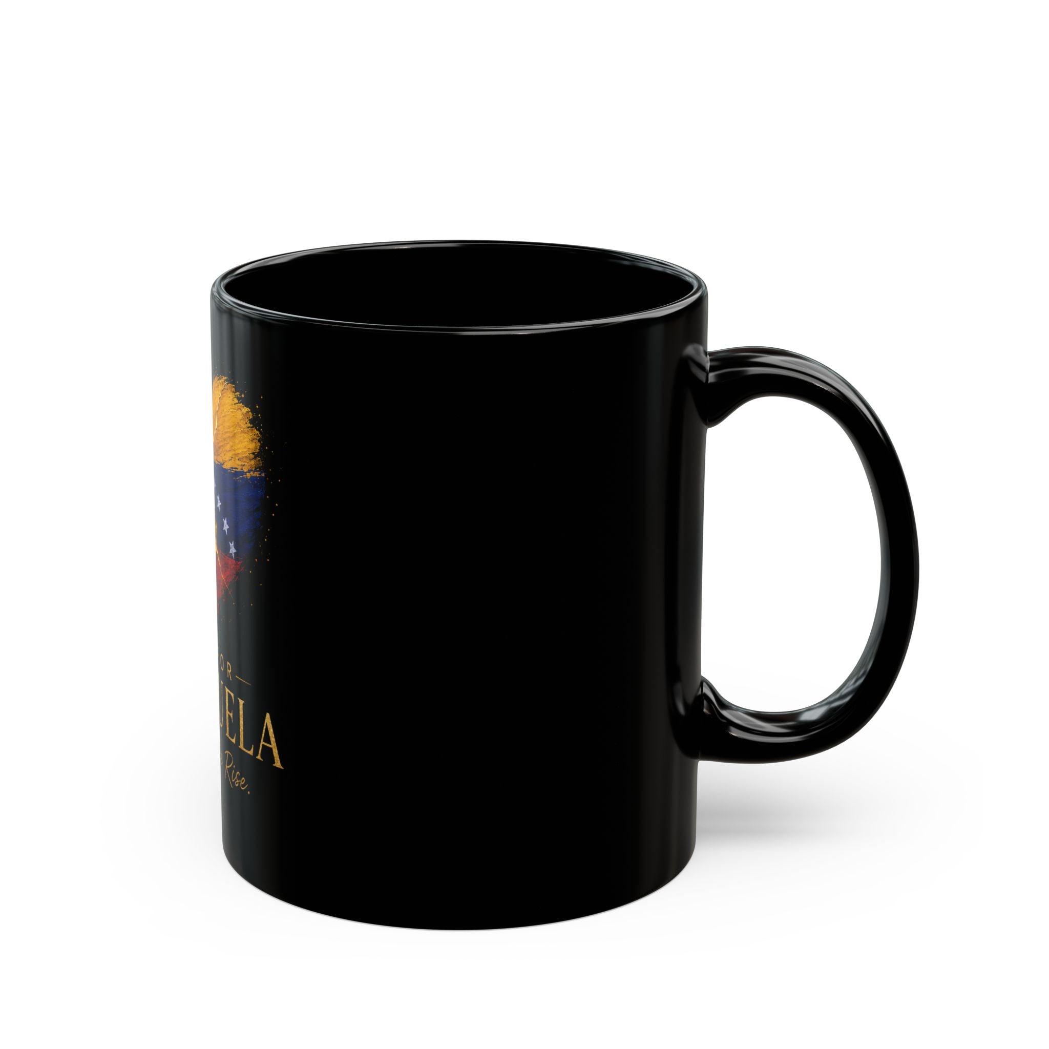 Hope for Venezuela Black Mug – Heart Flag Design “Together We Rise” (11oz & 15oz)